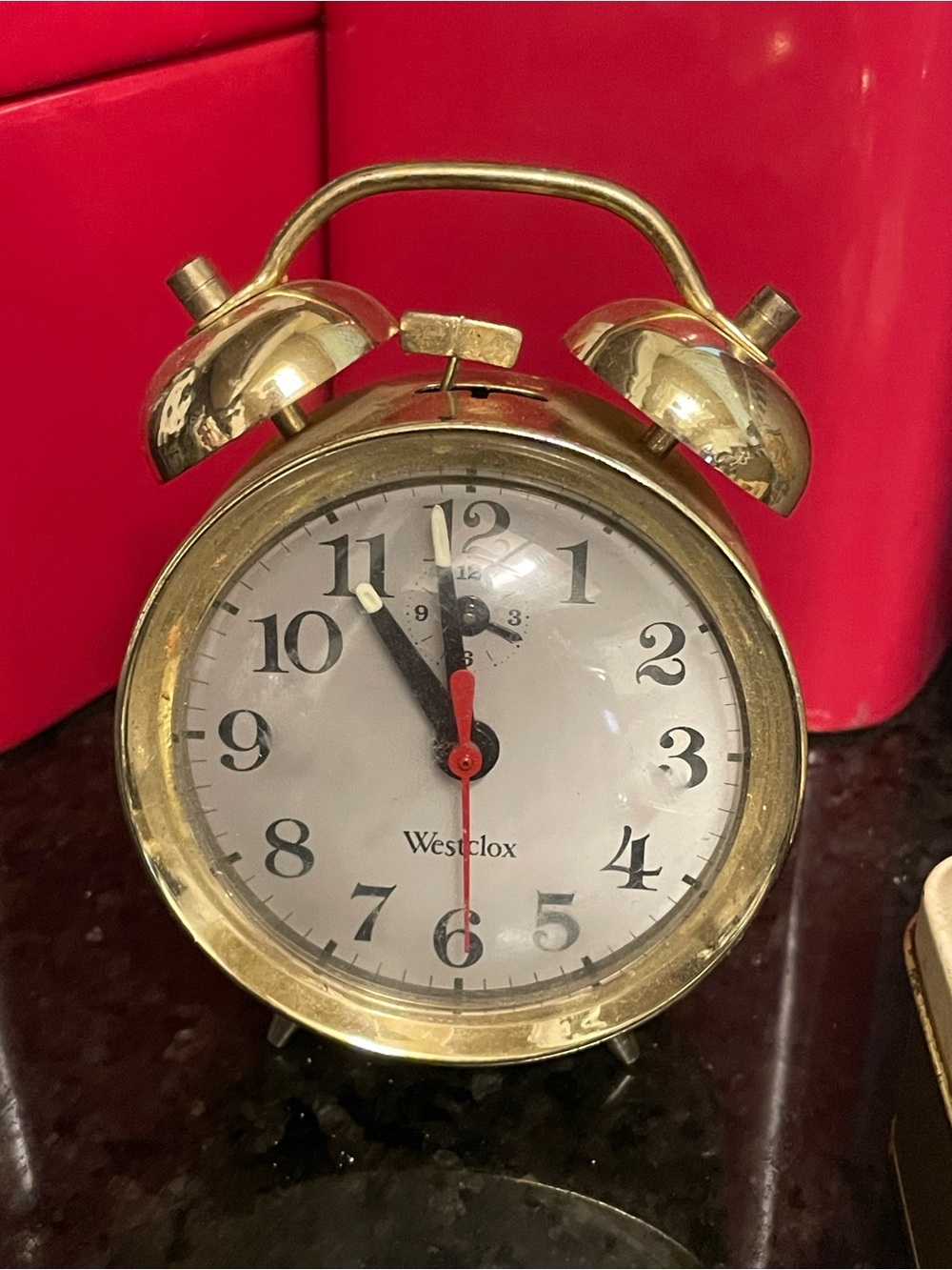 Vintage Westclox Twin Bell Mechanical Wind Up Alarm Clock Gold Brass Big Ben